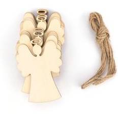 10 st / uppsättning blandad formad trä xmas diy hantverk hjort ängel julgran träflis hängande hängsmycken ornament fest dekorationer - Ängel