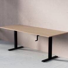 Höj och sänkbart skrivbord - Standard med vev, Storlek 200x80 cm, Bordsskiva Ek, Stativ Svart