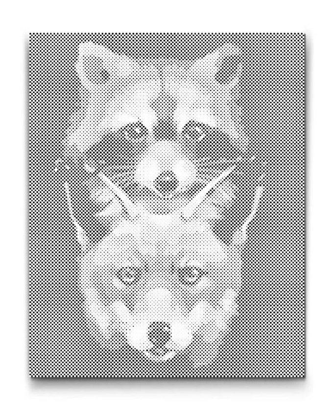RÄV OCH TVÄTTBJÖRN | PRICKMÅLNING - 60x80 cm / Premium Inramad (Klar att hänga) / Svart