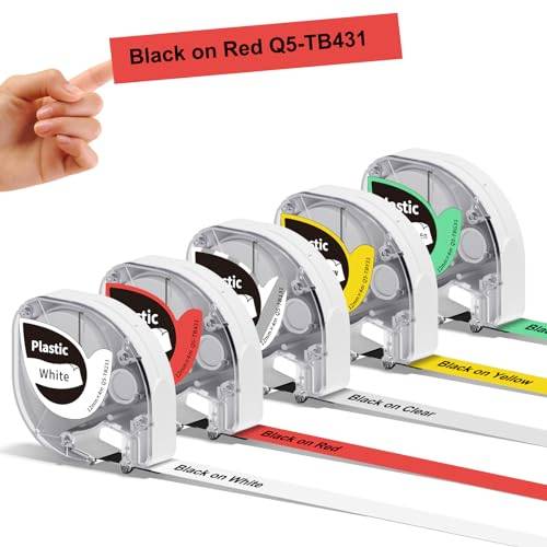 5 x Phomemo P12/P12Pro Etikettband Original 12 mm x 4 m Flerfärgad Q5-TB231/TB431/TB131/TBY31/TBG31 Vattentät plast Självhäftande Etikettband för Phomemo P12/P12Pro Etikettskrivare