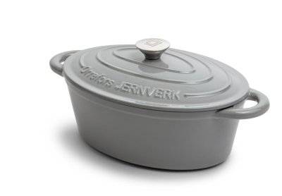 Oval gjutjärnsgryta 4 liter från Orrefors Jernverk (Färg: Ljusgrå)