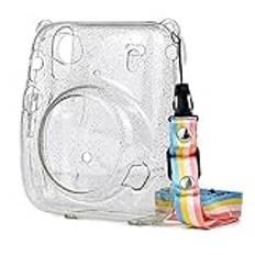 AFAKEREPPV Camera Bag Portable Transparent Camera Bag Skyddsskydd Skyddskåpa med axelrem Anti-Impact Fit For Fuji Instax Mini 11 Digitalkameraväskor(Transparent 2)