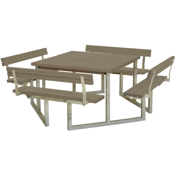 Plus Twist Bord/Bænkesæt m/4 ryglæn - 227 cm - Gråbrun
