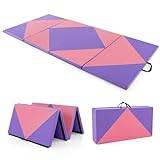 COSTWAY Mjuk golvmatta vikbar, gymnastikmatta, bärbar, yogamatta, gymnastikmatta, fitnessmatta, fällmatta, 240 x 120 x 5 cm (lila)