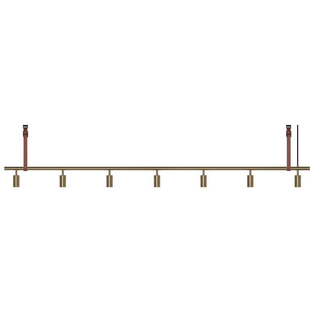 RUBN Long John Pendel 7 Spots (260 cm) Brass Brown Leather