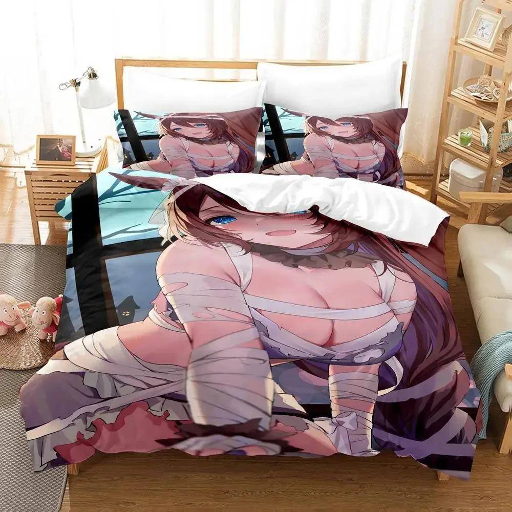 Anime Mamma Flicka Sängkläder Set Pojkar Flickor Twin Queen Size Påslakan Örngott Säng Barn Vuxen Mode Hemtextil 70x133cm 2pcs