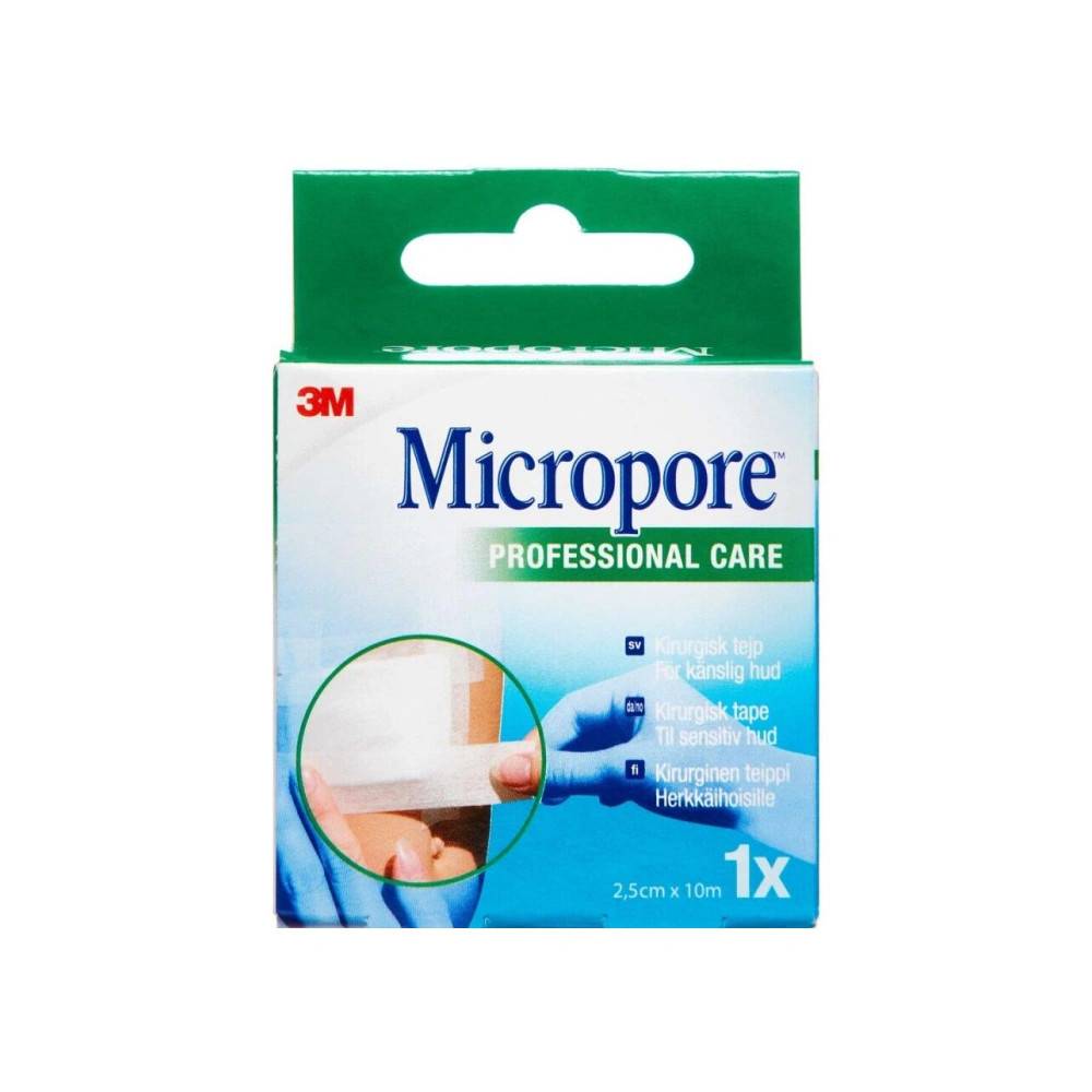 Micropore Kirugisk Tape Hvid Uden Dispenser - 2,5cm x 10m