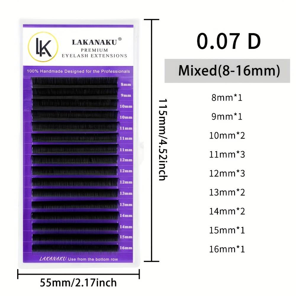 Lakanaku Mix Length 8-16mm Classic Individual Lashes Volume Eyelashes Cashmere False Eyelash Black Matte For Daily Meeting Eyelashes Extensions Fluffy Eye Lash Makeup Tools For Eye