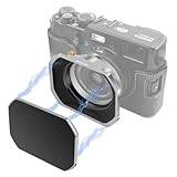 REYGEAK linsskydd av metall för Fuji Fujifilm FinePix X100V X100F X100x100S X100T X70 kamera svart LH-X54B + kapell-X54B linsskydd med lock och 49 mm adapterringset (silver)