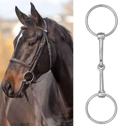 1 st metallisk 2-länkad O-ring snafflebit, hästbet, järnsnafflebit, O-ring snafflebit, hästträningsbit, hästutrustning, hästtillbehör, förhindrar häst - Silver (1 st)