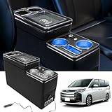Uppgraderad mittkonsol med förvaringsbox, kompatibel med VW T5, T6, T6.1, 2013–2019, förvaringsbox för bilinredning, biltillbehör, armstöd med USB- och LED-lampor, trådlös laddning
