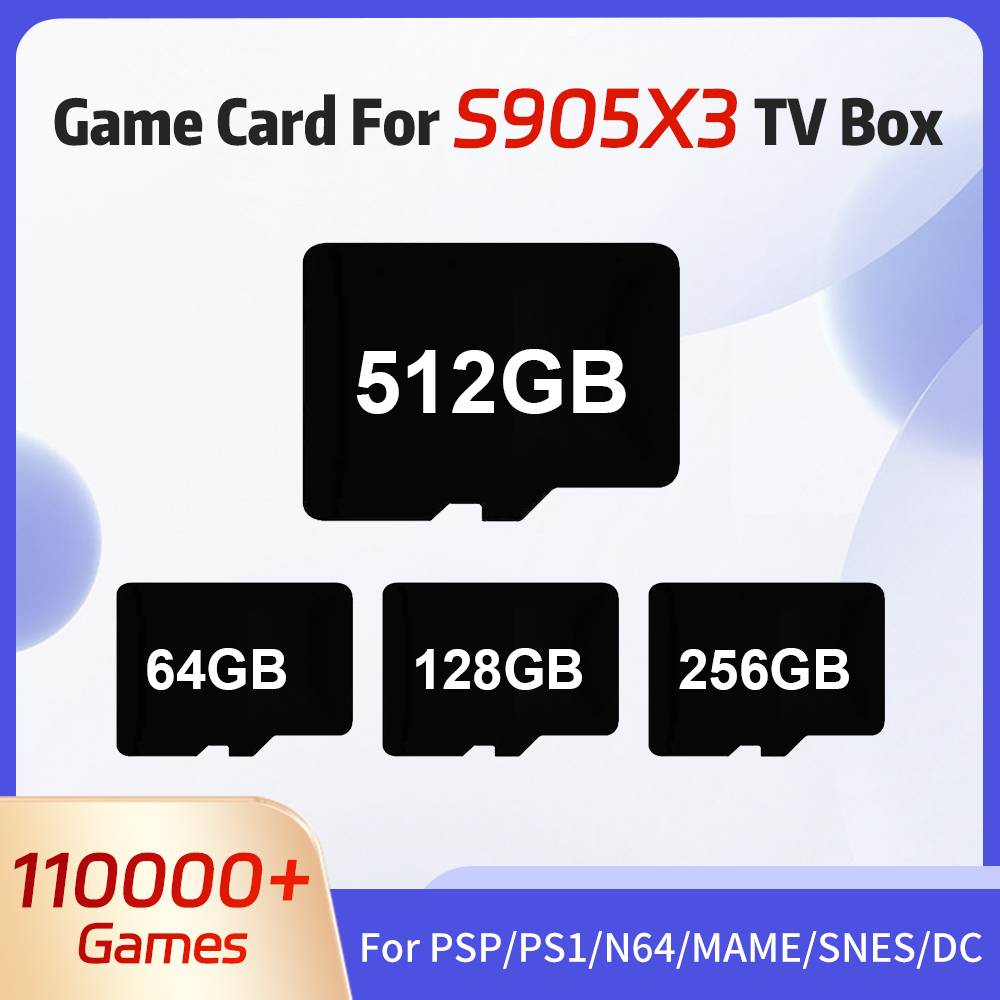 512GB Game TF Card For S905X3/Retro Video Game Consoles Up To 110000 Games 70+ Emulators For PSP/PS1/N64/MAME/SNES/DC/MD/NDS etc