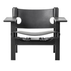 Fredericia Furniture - The Spanish Chair, Svartlackerad ek, Svart läder - Lænestole - Børge Mogensen - Sort - Læder/Træ