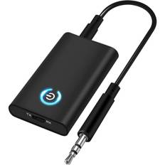Bluetooth 5.0 Sender og Modtager 2-i-1 Trådløs Bluetooth Adapter Dobbelt 3,5 mm Jack Forbindelse til Hovedtelefon TV PC Computer