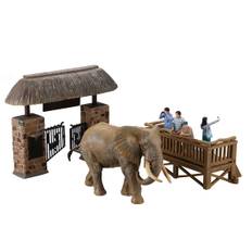 Kaiyodo ART PLA Tourist and African Elephant Set Scale Unpainted Unassembled Plastic Model Kit Molding Color AP010 1/35