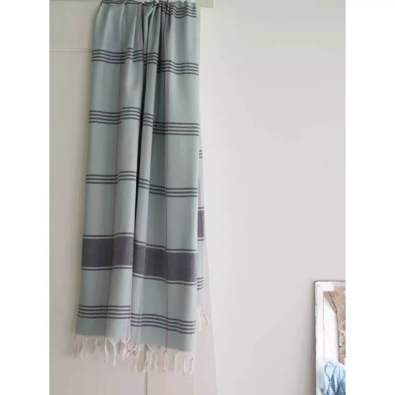 Tunn Strand- & Hamamhandduk 100x170 cm – Ekologisk Bomull (Havsgrön-Mörkblå)