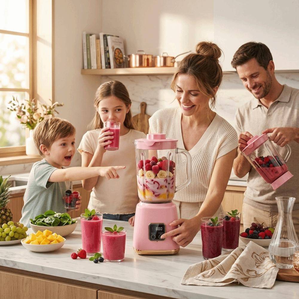 USB-uppladdningsbar Smoothie-mixer 750 ml Stor Kapacitet Bärbar Blender Juiceblandningskopp Kontor rosa