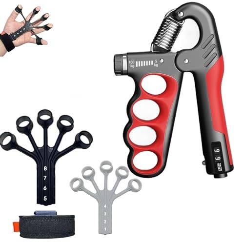 Fingertränare, Underarmstränare, 5–100 kg greppstyrketränare, handträningsutrustning med 8 motståndsnivåer, handträningsset