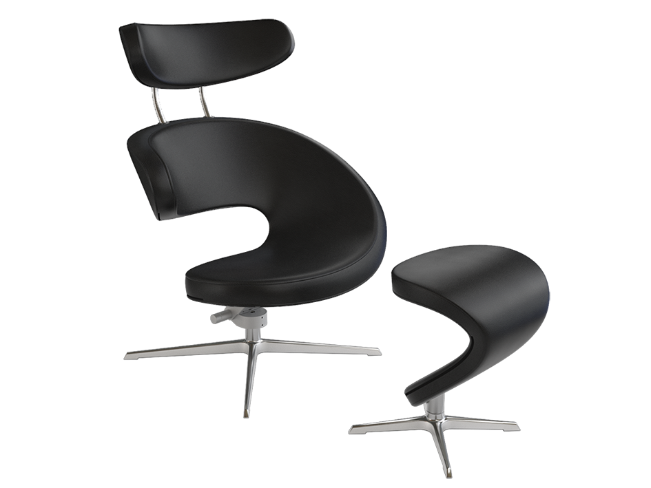 Peel lænestol og skammel i læder - Variér Furniture