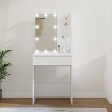 Rantry Vitt LED-Toalettbord Med Spegel, 60 x 40 x 140 cm, Möbeldekoration, Sminkbord