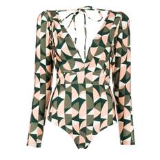 PatBO - Plitka långärmad baddräkt - dam - polyester - XS - Grön