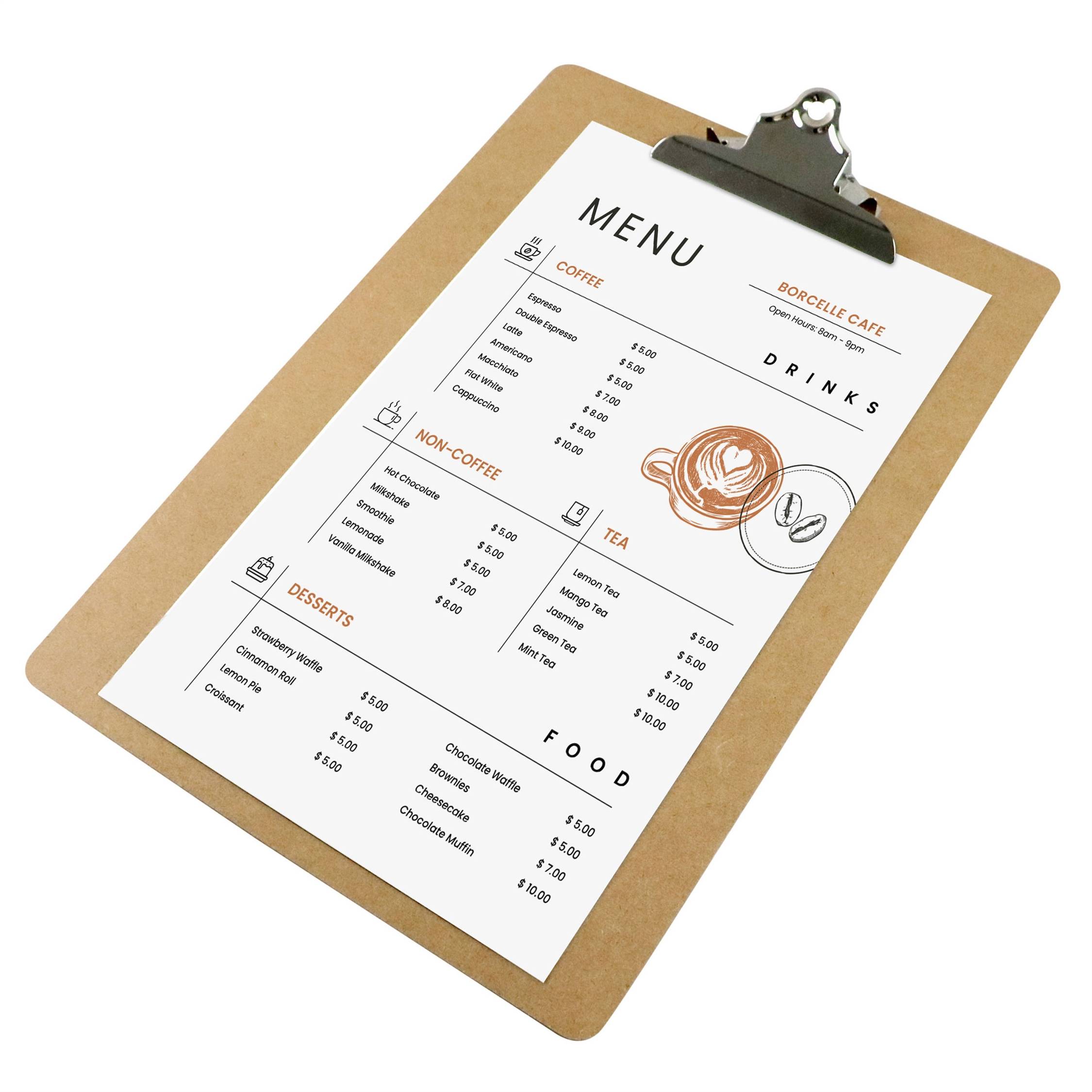 Classic Træ clipboard menuholdere - Lysebrun