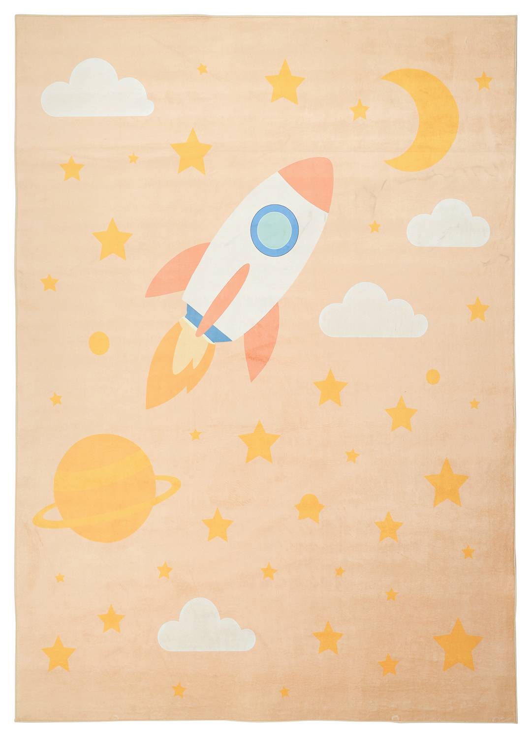 Barnmatta - Space Rocket (rosa) (Storlek: 160 x 230 cm)