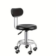 TEMU Height Adjustable Swivel Bar Stool With Backrest, 400 Lbs Heavy Duty Hydraulic Rolling Metal Chair For Kitchen, Salon, Office, Massage, And Clinic