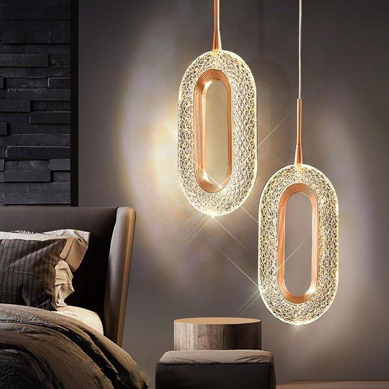 Moderna Kristall LED Pendellampor Inomhusbelysning För Heminredning LED-Lampor Vardagsrum Sovrum Sängbord Hänglampa beige