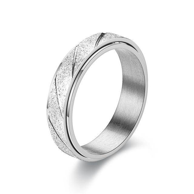 Mode 6mm Frostat Rostfritt Stål Spinner Ångestring För Kvinnor Män Roterbar Anti Stress Fidget Ring Par Smycken Gåva 8