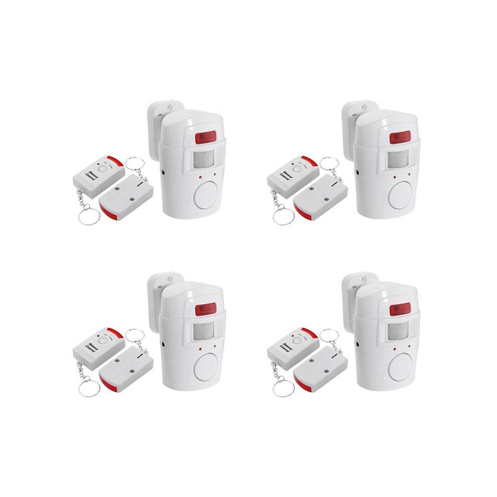4X Infrared Motion Sensor Alarm - Burglar Alarm with 2 Remote Controls, Suitable for Home/Garages/Shops