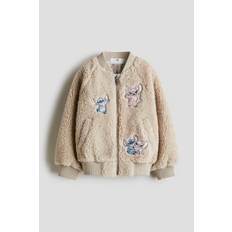 Flicka - Ljusbeige/Lilo & Stitch Bomberjacka i pile med applikationer - Size: 122/128 (6-8Y) - H&M (122/128 (6-8Y))