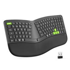seenda Ergonomische Tastatur Kabellos, Funktastatur Aufladbar mit Handballenauflage, 2.4GHz Wireless Keyboard für Windows&Mac/PC,Laptop mit DE QWERTZ Layout, Schwarz