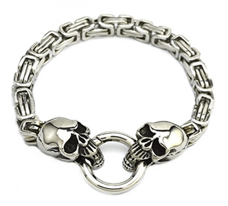 Dödskalle armband i rostfritt stål., B009595