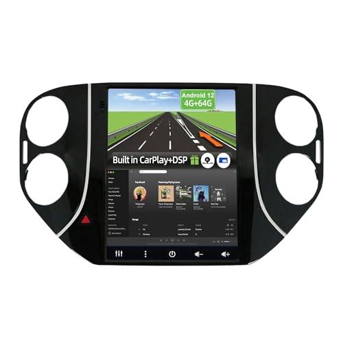 YUNTX Android 14 2 Din bilstereo passar VW Tiguan (2010-2012) - 4G+64G - Stödja CarPlay/Android auto/DSP/GPS - 8 Core -Gratis Camera - DAB/Ratt kontroll/360 Camera/USB/RCA/WIFI/4G