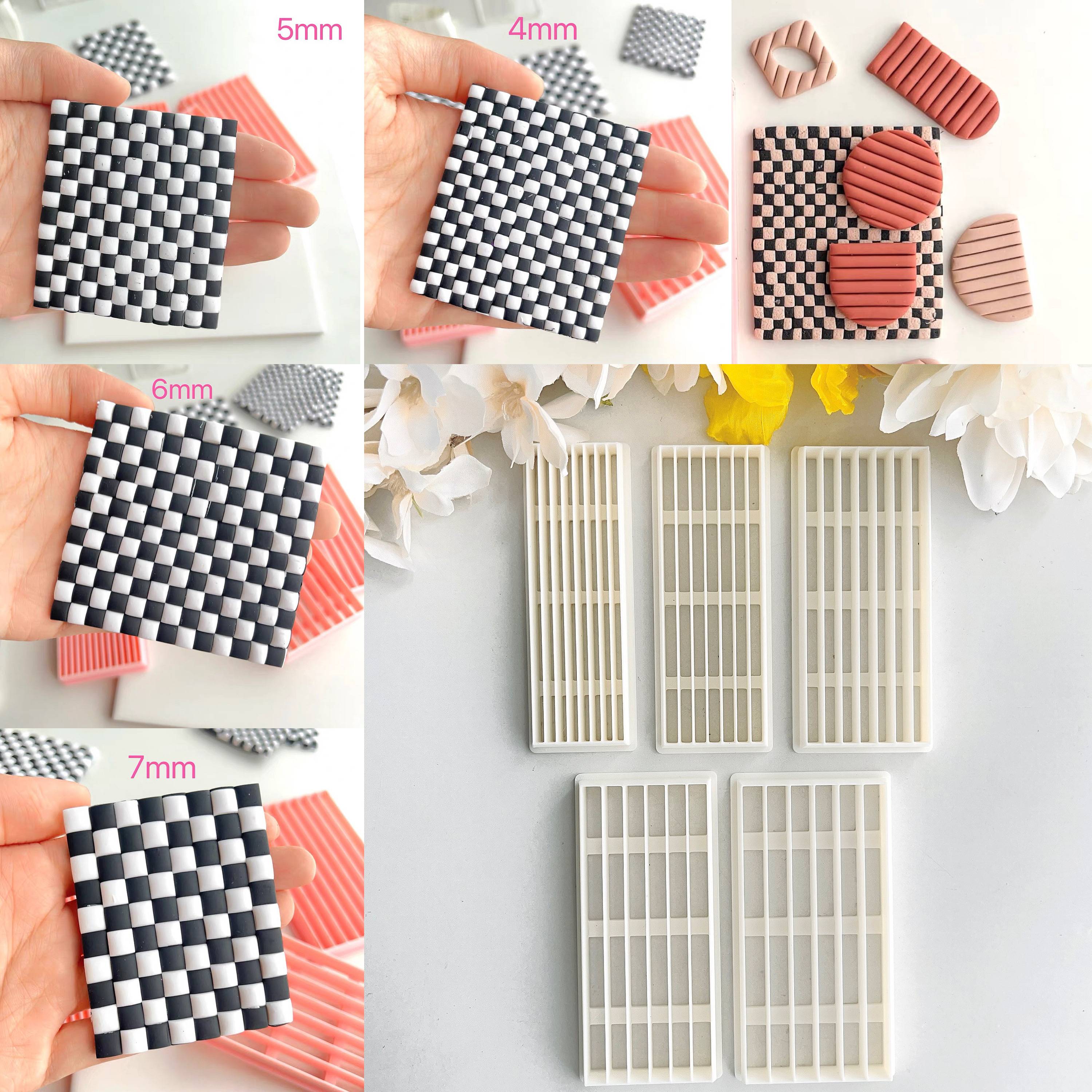 Soft Pottery Polymer Clay Cutters DIY Lattice Stripe Earring Shape Making Tool Polymer Clay Mold Checkerboard making tools