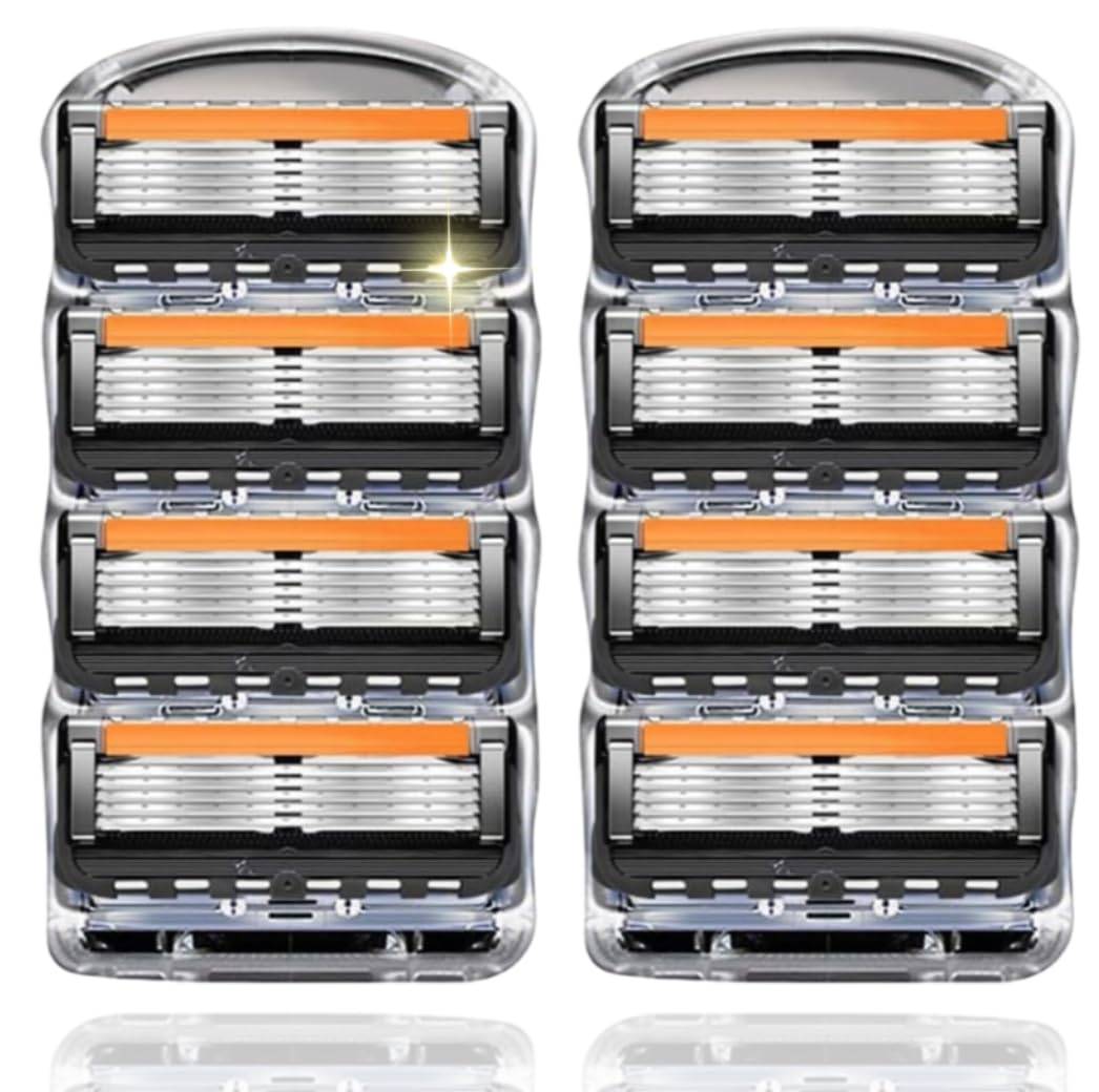 Gillette Compatible Replacement Manual Razor Blades Fusion/ProGlide Blades, 5-Blade (Black, 8-Pack)