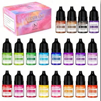 5ml 20 färger ljusfärgämne Lämplig för silikonform DIY Handgjorda doftljus Tvålfärgning sojavaxfärgämne - Multifärgad (En-Storlek)
