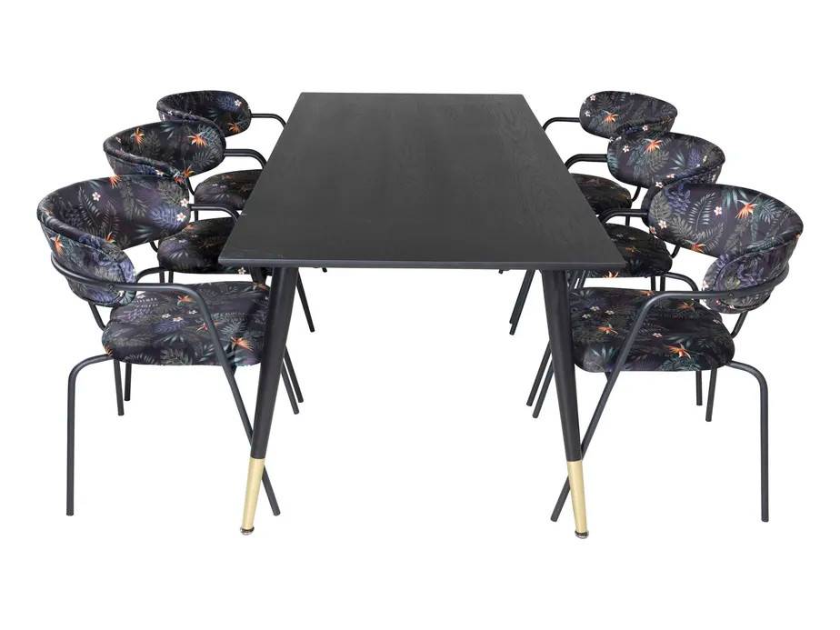 Venture Design Dipp & Arrow matgrupp Svart/multifärg 6 st stolar & bord 180 x 90 cm