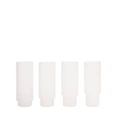 Set Of 4 Ripple Long Drink Glasses - White - 01