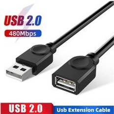 Usb 2.0 förlängningskabel data hane till hona kabel svart 1.5m 3m 5m förlängning datakabel mini usb förlängningskabel för smart tv