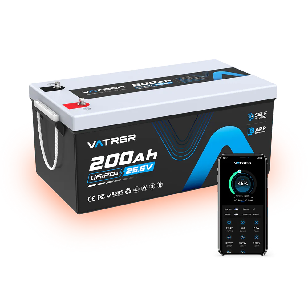 Vatrer 24V 200Ah Self-heating LiFePO4 Lithium Battery Bluetooth Version CA - 10 PACK(CAD $1,302.99/Each)