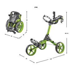 CaddyTek CaddyLite Compact - Golfvogn med 3 hjul - Lime Green
