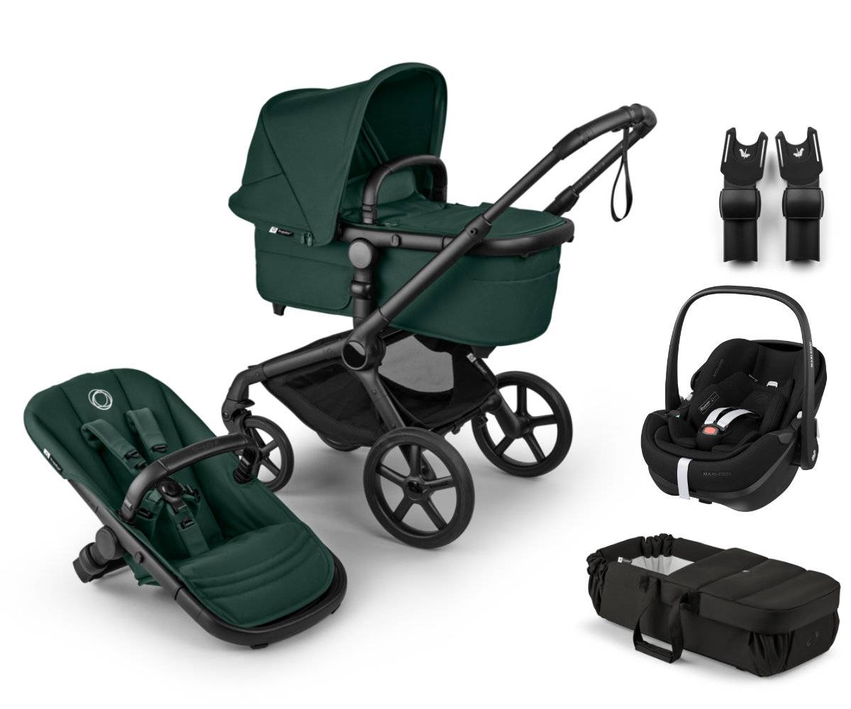 Bugaboo Fox 5 Renew Stroller Set 3 in 1 incl. Maxi Cosi Pebble 360 Pro2 - Black / Fern Green