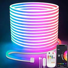 Lamomo Neon LED Strip 20m, RGB Led Streifen mit Fernbedienung APP Steuerung, Wasserdichte Flexible Led Leiste, Musik Sync Indirekte Beleuchtung Band für Wohnzimmer,Schlafzimmer, Spielzimmer