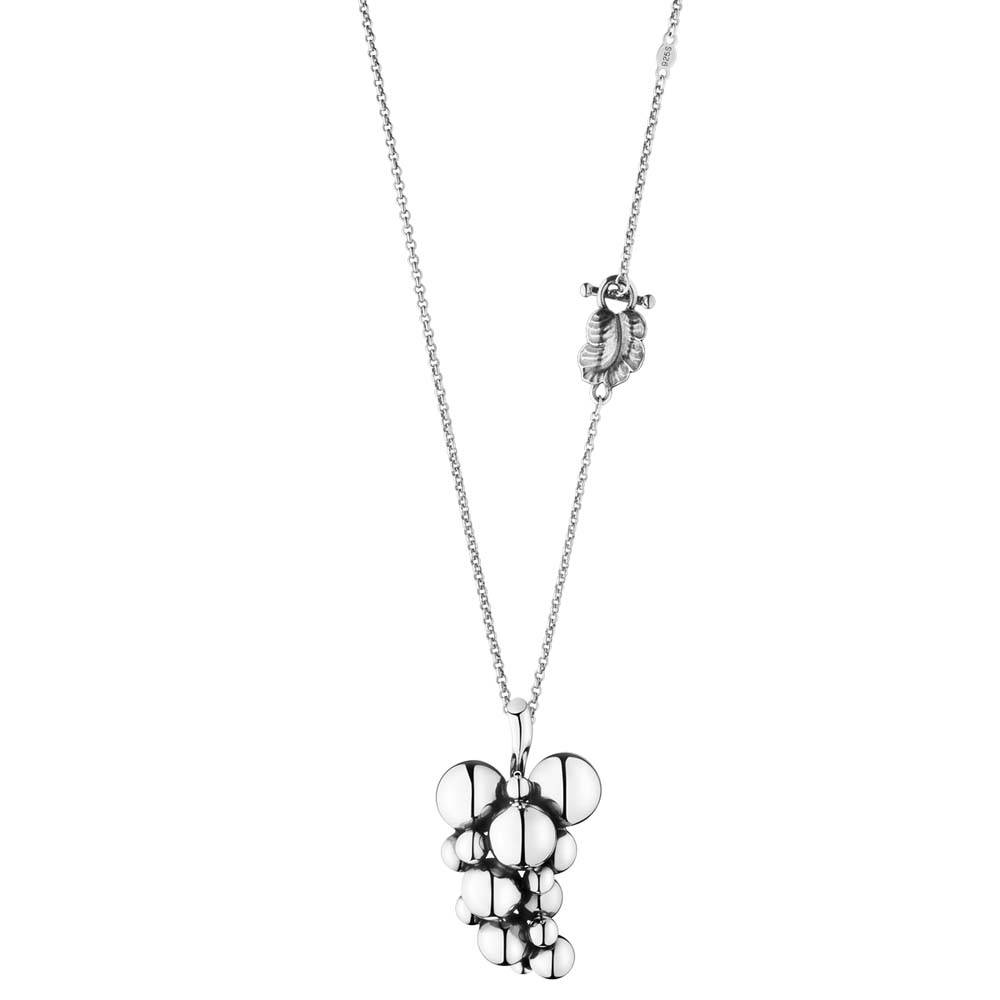 Georg Jensen Moonlight Grapes halskæde i sølv med stort vedhæng (3536313).