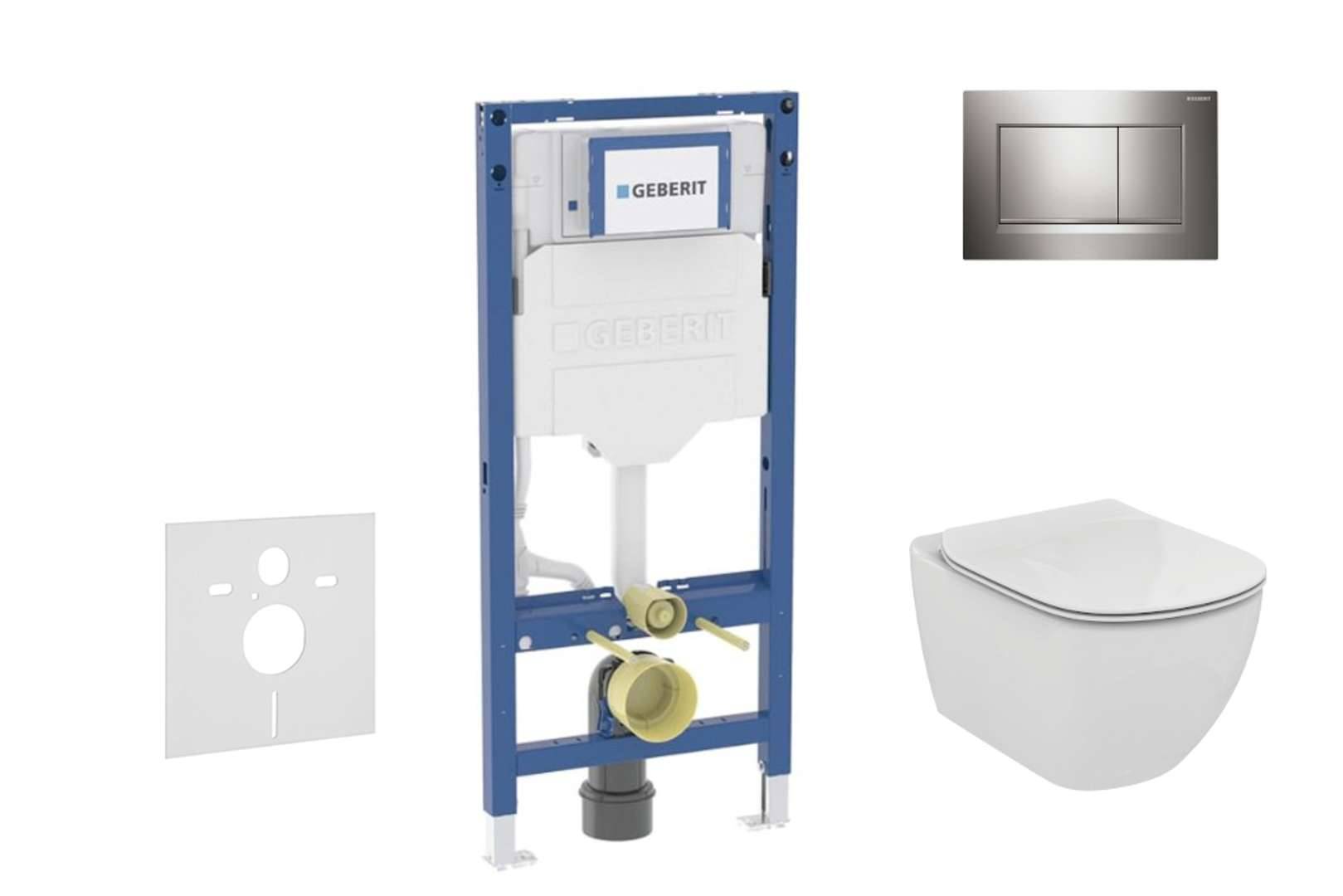 Geberit Duofix - Set med väggmonterad installation, Tesi toalett och sits, Sigma20 tryckknapp, krom SANI11CD1121
