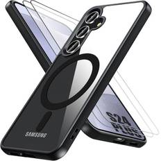 Protective Case - BOOLING - Samsung Galaxy S24 Plus - Silicone and PC - Black - 2 Tempered Glass