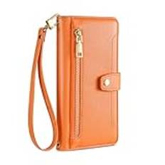 Crossbody lanyard plånboksfodral för Samsung Galaxy S24 S23 S22 Ultra S21 FE S23 S24 Plus Note 20 Ultra droppsäkert telefonfodral, orange, för Samsung S24 Ultra