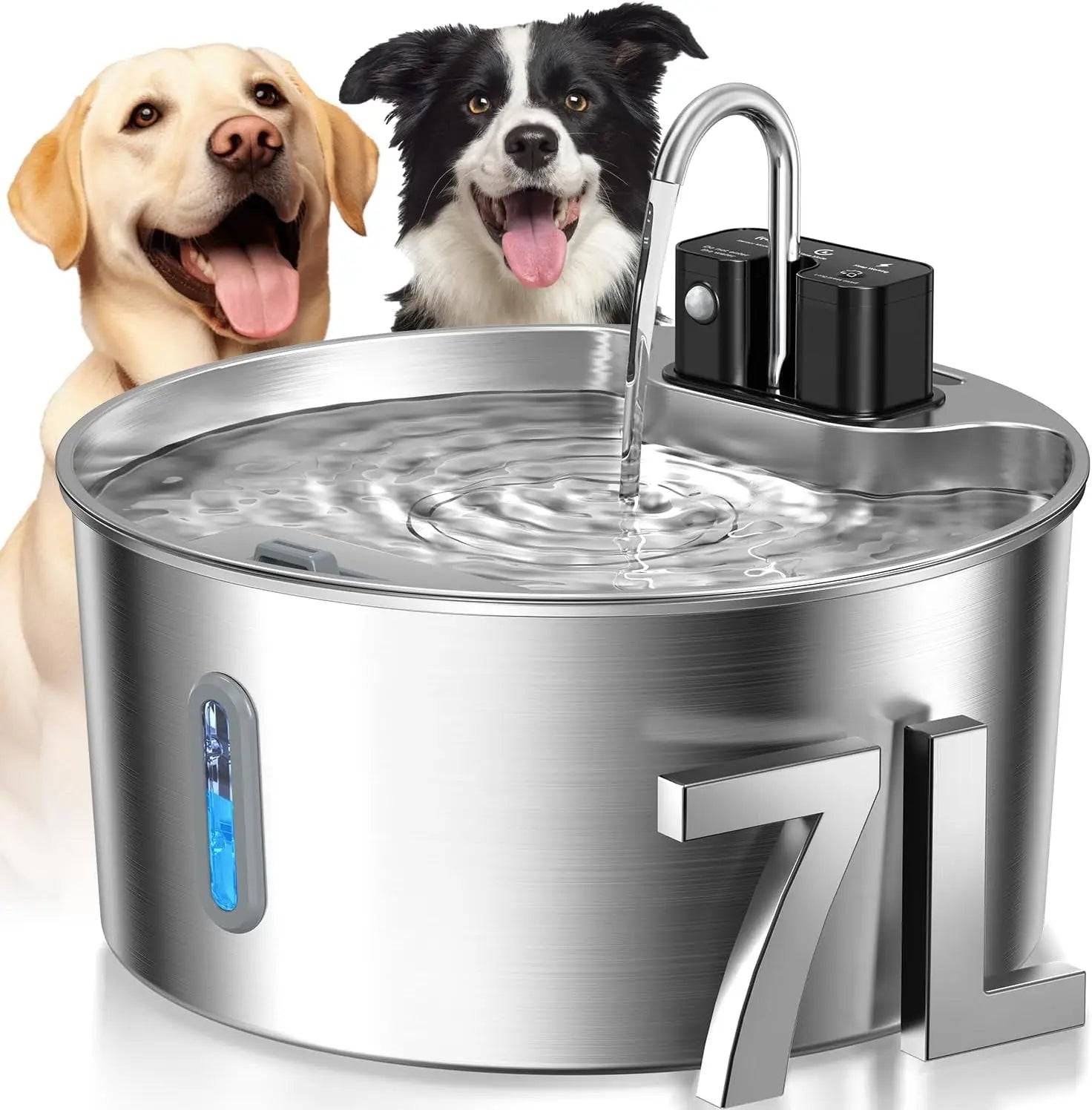 7L Stainless Steel Wireless Pet Water Fountain with Motion Sensor - OnLy Pet Water